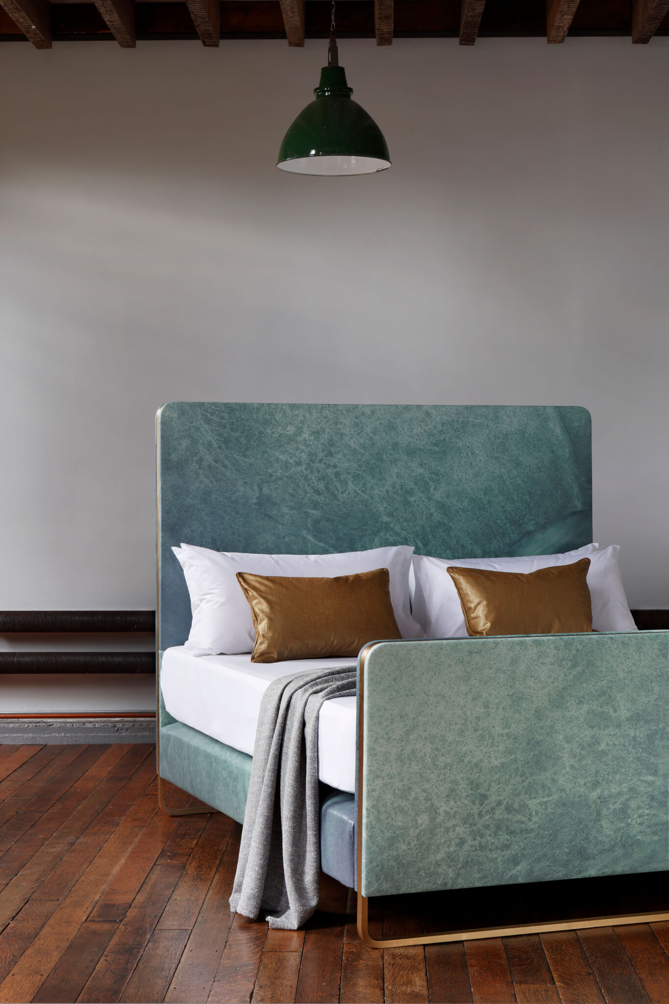 Close up image of a bed designed by Bill Amberg called Ocean